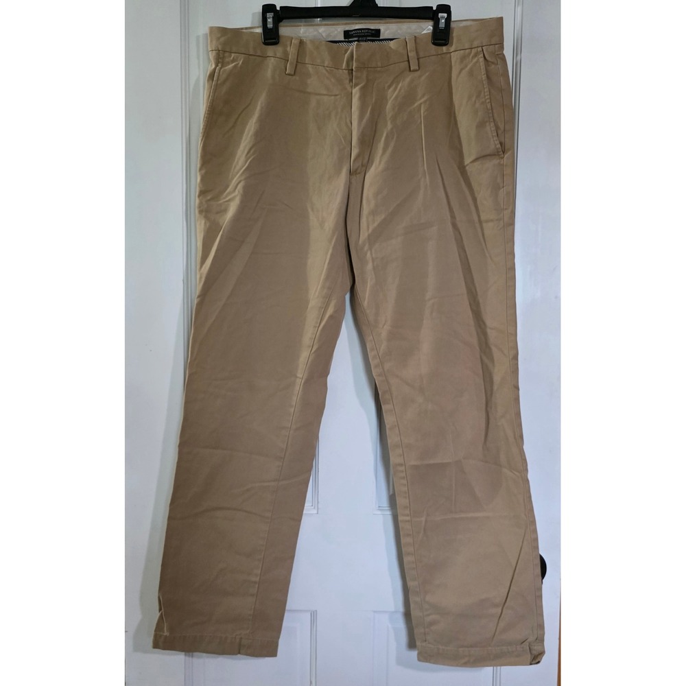 Banana Republic Emerson Chino Khaki Pants Mens 35x32 Tan Cotton Straight Leg
